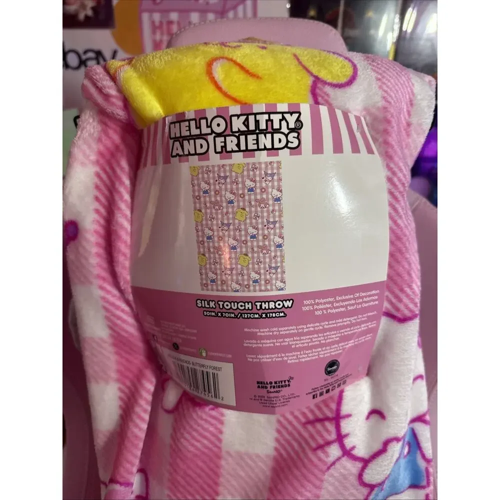 Hello Kitty & Friends Throw Blanket Pink Butterfly Forest Neon 2026 Sanrio